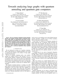 Towards analyzing large graphs with quantum annealing and quantum gate
  computers
