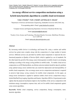 An energy efficient service composition mechanism using a hybrid
  meta-heuristic algorithm in a mobile cloud environment