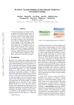 PLATO-2: Towards Building an Open-Domain Chatbot via Curriculum Learning