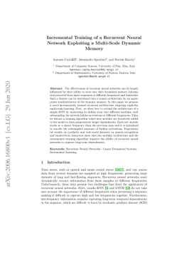 Incremental Training of a Recurrent Neural Network Exploiting a
  Multi-Scale Dynamic Memory