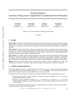 Technical Report: Auxiliary Tuning and its Application to Conditional
  Text Generation