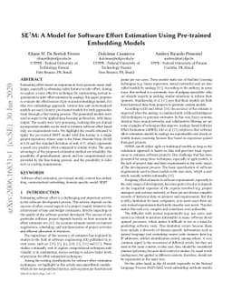 SE3M: A Model for Software Effort Estimation Using Pre-trained Embedding
  Models