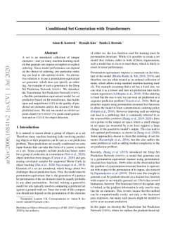 Conditional Set Generation with Transformers