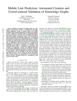 Mobile Link Prediction: Automated Creation and Crowd-sourced Validation
  of Knowledge Graphs