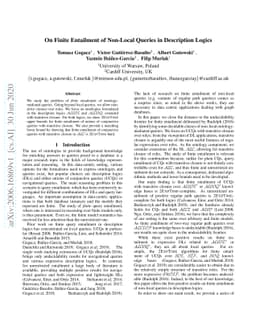 On Finite Entailment of Non-Local Queries in Description Logics