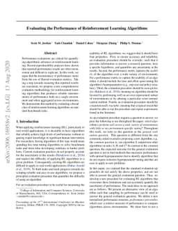 Evaluating the Performance of Reinforcement Learning Algorithms