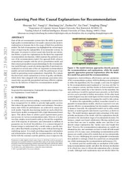 Learning Post-Hoc Causal Explanations for Recommendation