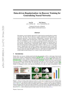 Data-driven Regularization via Racecar Training for Generalizing Neural
  Networks