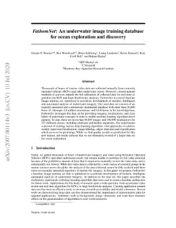 FathomNet: An underwater image training database for ocean exploration
  and discovery