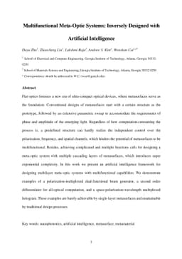 Multifunctional Meta-Optic Systems: Inversely Designed with Artificial
  Intelligence