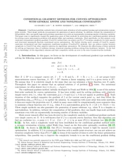 Conditional Gradient Methods for Convex Optimization with General Affine
  and Nonlinear Constraints