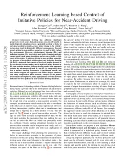 Reinforcement Learning based Control of Imitative Policies for
  Near-Accident Driving