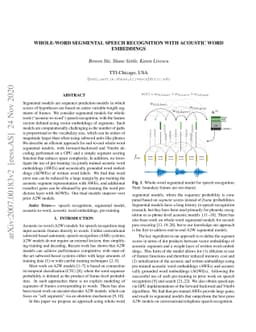 Whole-Word Segmental Speech Recognition with Acoustic Word Embeddings