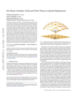 On Elastic Geodesic Grids and Their Planar to Spatial Deployment