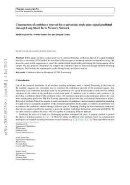 Construction of confidence interval for a univariate stock price signal
  predicted through Long Short Term Memory Network