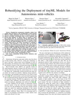 Robustifying the Deployment of tinyML Models for Autonomous
  mini-vehicles
