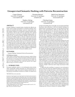 Unsupervised Semantic Hashing with Pairwise Reconstruction