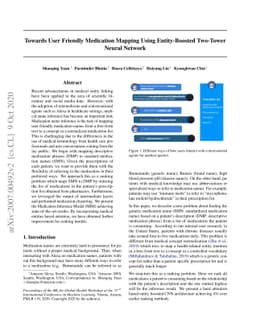Towards User Friendly Medication Mapping Using Entity-Boosted Two-Tower
  Neural Network