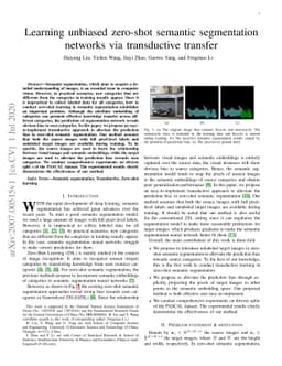Learning unbiased zero-shot semantic segmentation networks via
  transductive transfer