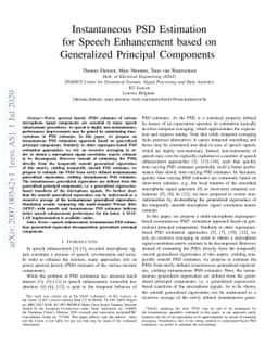 Instantaneous PSD Estimation for Speech Enhancement based on Generalized
  Principal Components