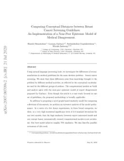 Computing Conceptual Distances between Breast Cancer Screening
  Guidelines: An Implementation of a Near-Peer Epistemic Model of Medical
  Disagreement