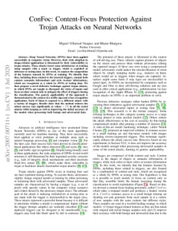 ConFoc: Content-Focus Protection Against Trojan Attacks on Neural
  Networks