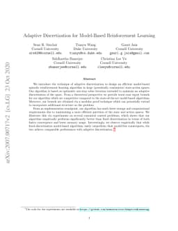 Adaptive Discretization for Model-Based Reinforcement Learning