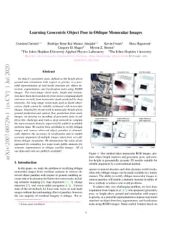 Learning Geocentric Object Pose in Oblique Monocular Images
