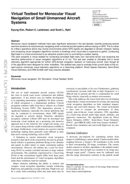 Virtual Testbed for Monocular Visual Navigation of Small Unmanned
  Aircraft Systems