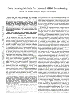 Deep Learning Methods for Universal MISO Beamforming