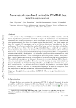 An encoder-decoder-based method for COVID-19 lung infection segmentation