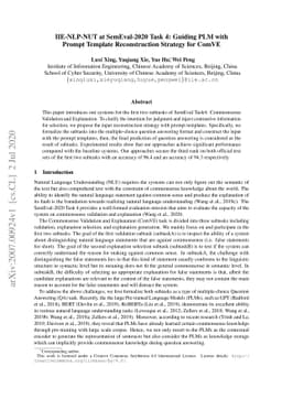 IIE-NLP-NUT at SemEval-2020 Task 4: Guiding PLM with Prompt Template
  Reconstruction Strategy for ComVE