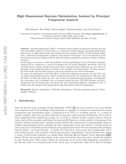 High Dimensional Bayesian Optimization Assisted by Principal Component
  Analysis