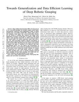 Towards Generalization and Data Efficient Learning of Deep Robotic
  Grasping