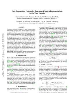 Data Augmenting Contrastive Learning of Speech Representations in the
  Time Domain