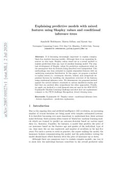 Explaining predictive models with mixed features using Shapley values
  and conditional inference trees