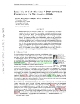 Relating by Contrasting: A Data-efficient Framework for Multimodal
  Generative Models