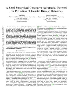 A Semi-Supervised Generative Adversarial Network for Prediction of
  Genetic Disease Outcomes