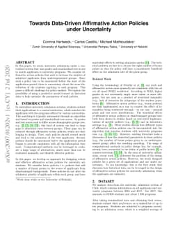 Towards Data-Driven Affirmative Action Policies under Uncertainty