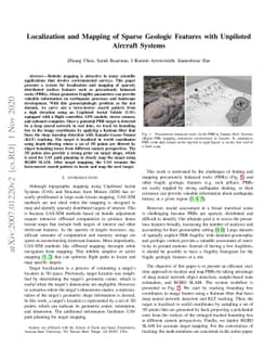 Localization and Mapping of Sparse Geologic Features with Unpiloted
  Aircraft Systems