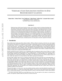 Verifiably Safe Exploration for End-to-End Reinforcement Learning