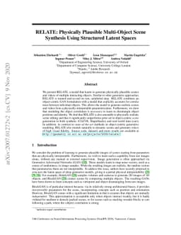 RELATE: Physically Plausible Multi-Object Scene Synthesis Using
  Structured Latent Spaces