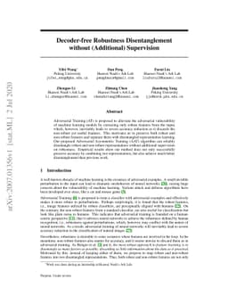 Decoder-free Robustness Disentanglement without (Additional) Supervision