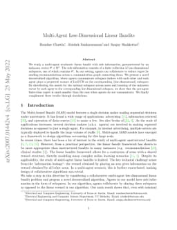 Multi-Agent Low-Dimensional Linear Bandits