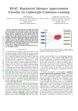 RSAC: Regularized Subspace Approximation Classifier for Lightweight
  Continuous Learning