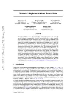 Domain Adaptation without Source Data
