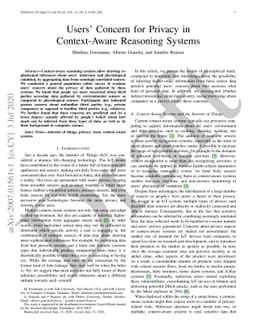 Users' Concern for Privacy in Context-Aware Reasoning Systems