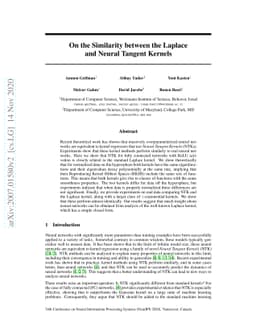 On the Similarity between the Laplace and Neural Tangent Kernels