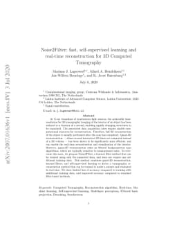 Noise2Filter: fast, self-supervised learning and real-time
  reconstruction for 3D Computed Tomography