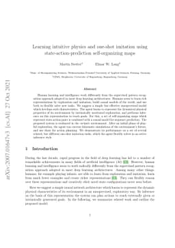 Learning intuitive physics and one-shot imitation using
  state-action-prediction self-organizing maps